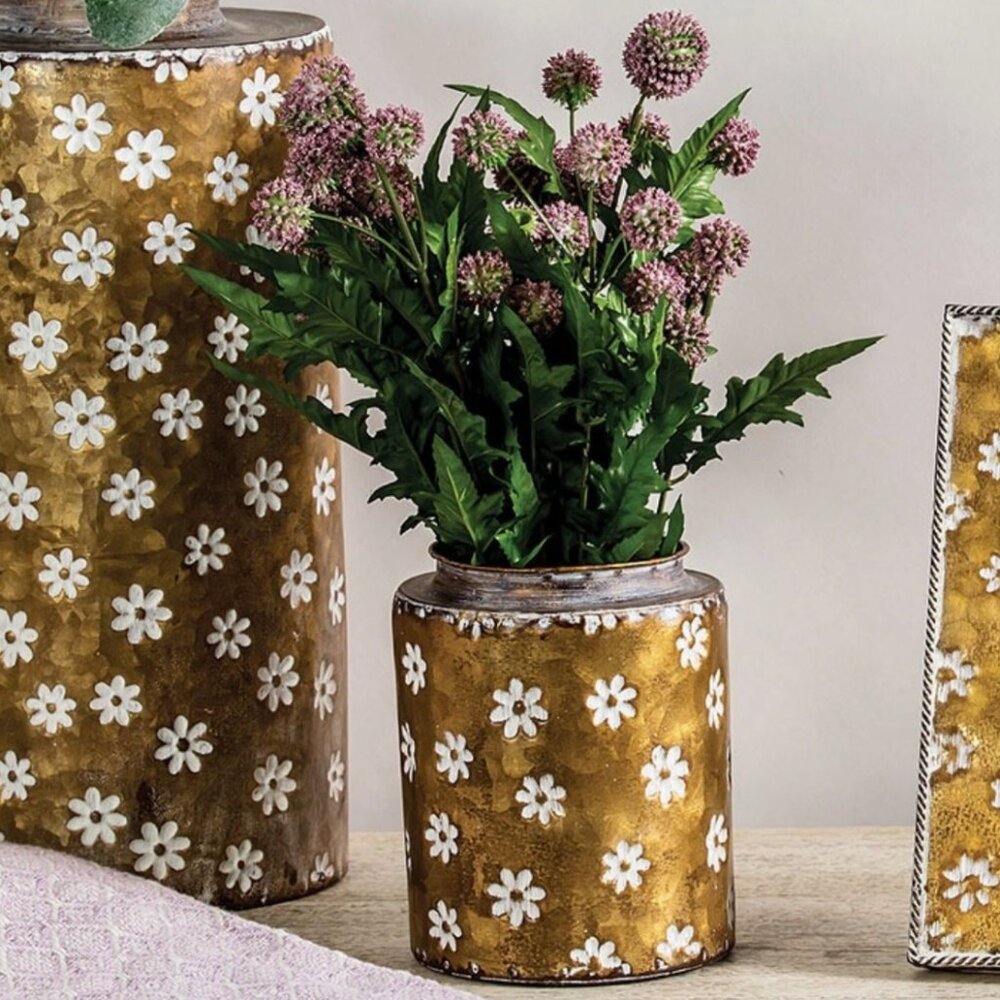 Galvanized Metal Brass Vase